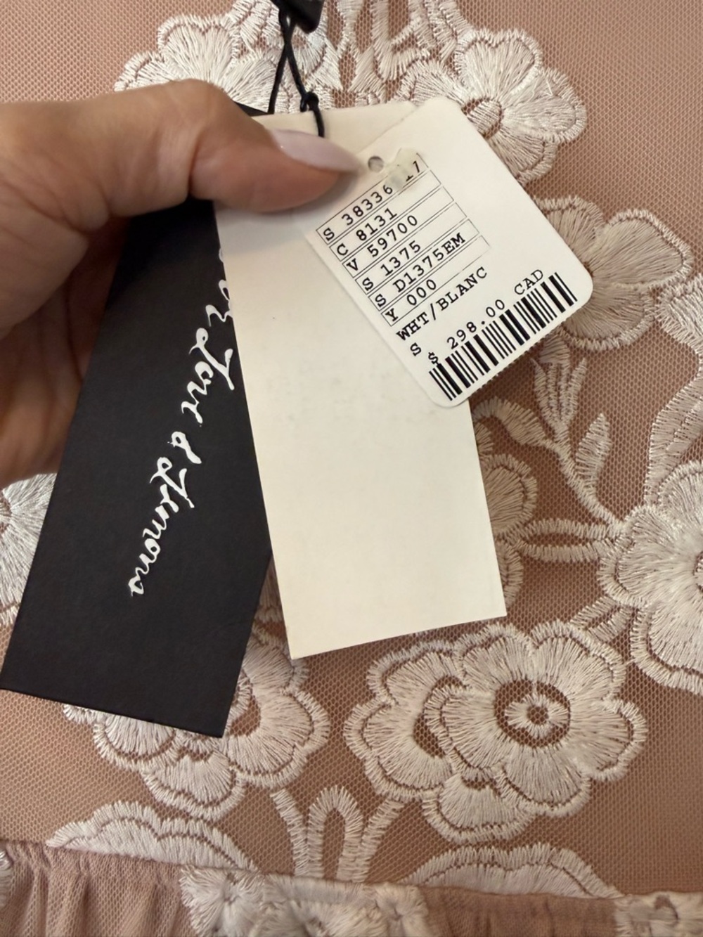 For Love And Lemons Blush Lace-Embroidered Floral Mini Dress PTP 17 inches - Picture 3 of 7